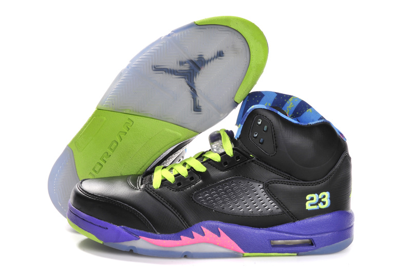 Air Jordan 5 Mens Shoes Black/Green/Viole/Red Online